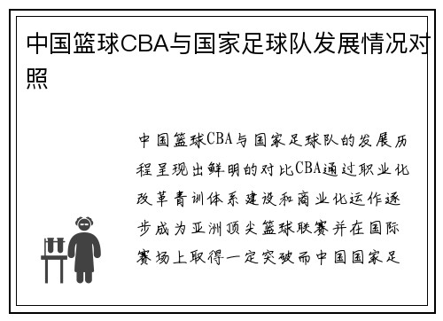 中国篮球CBA与国家足球队发展情况对照