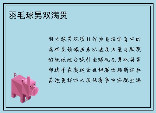 羽毛球男双满贯